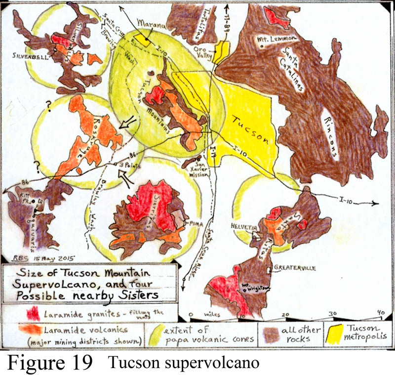 Map of Tucson mountains supervolcano