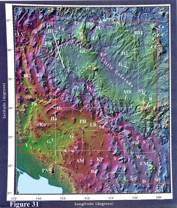 Topographic map of Arizona