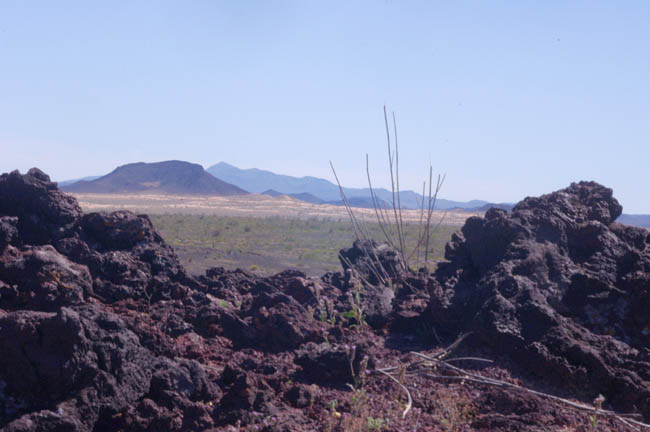 Pinacate Lava Flows with Pinacate Mountains in distance